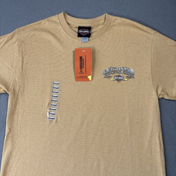 Harley Davidson Shirt Mens Small Yellow 2023 Orlando Florida USA Bikers Moto NWT - Picture 2 of 15